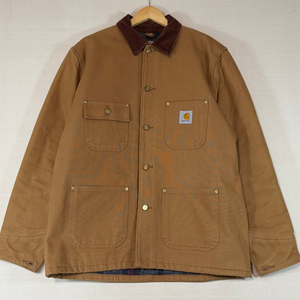 Carhartt C001 BRN Chore Coat Blanket Lined Duck Canvas Brown Jacket Mens Medium